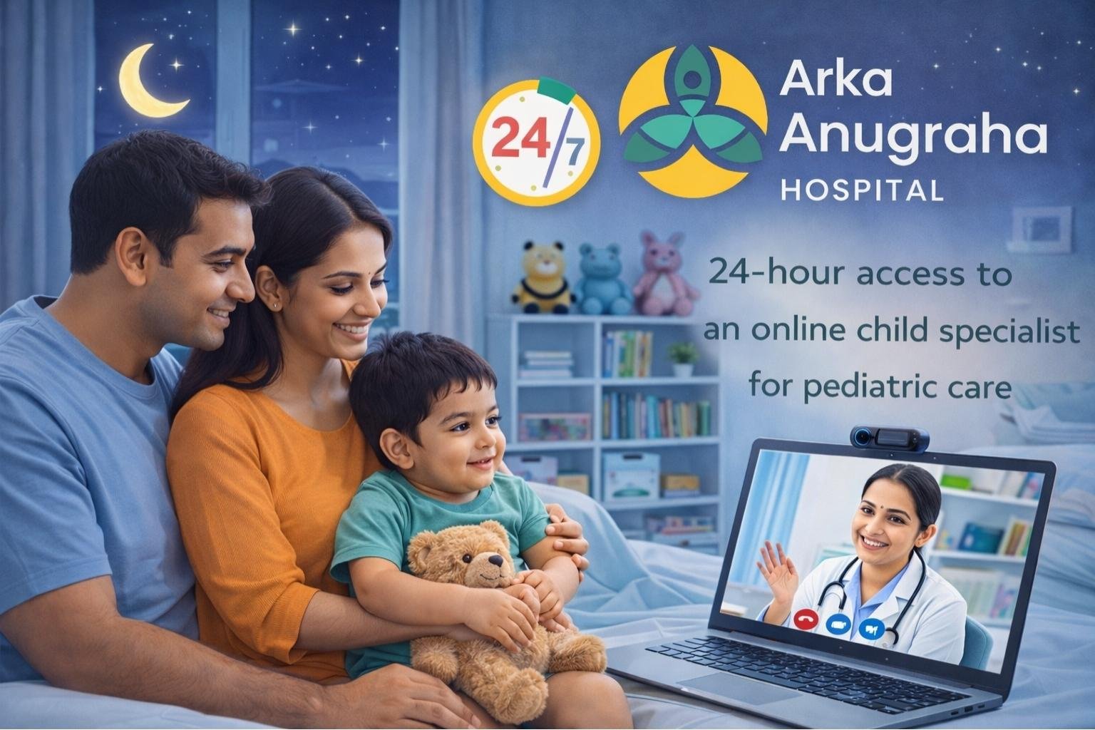 24-hour access to an online child specialist for pediatric care