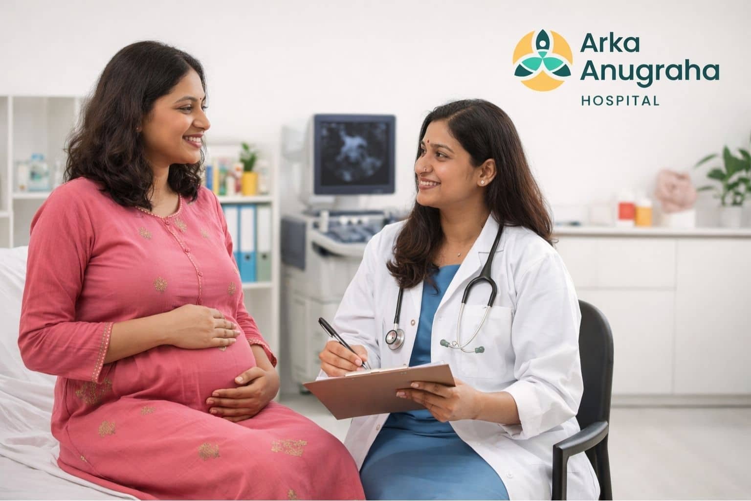 Consultation at an antenatal hospital in Bangalore for pregnancy care