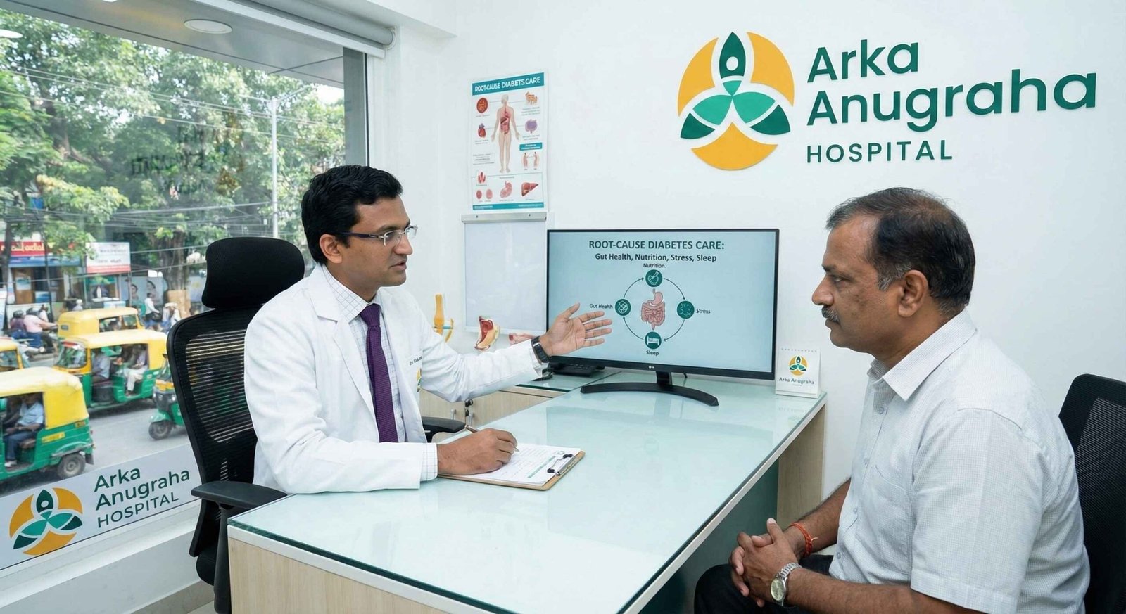 Diabetes specialist doctor in Bangalore explaining root-cause care
