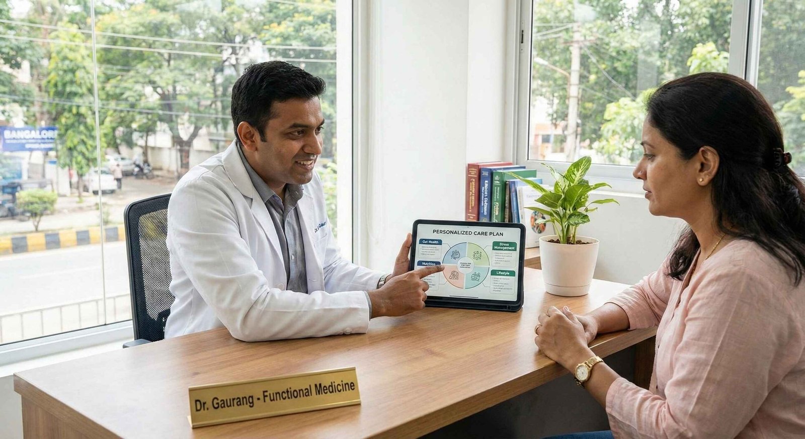 Functional medicine doctor near me explaining personalised care plan