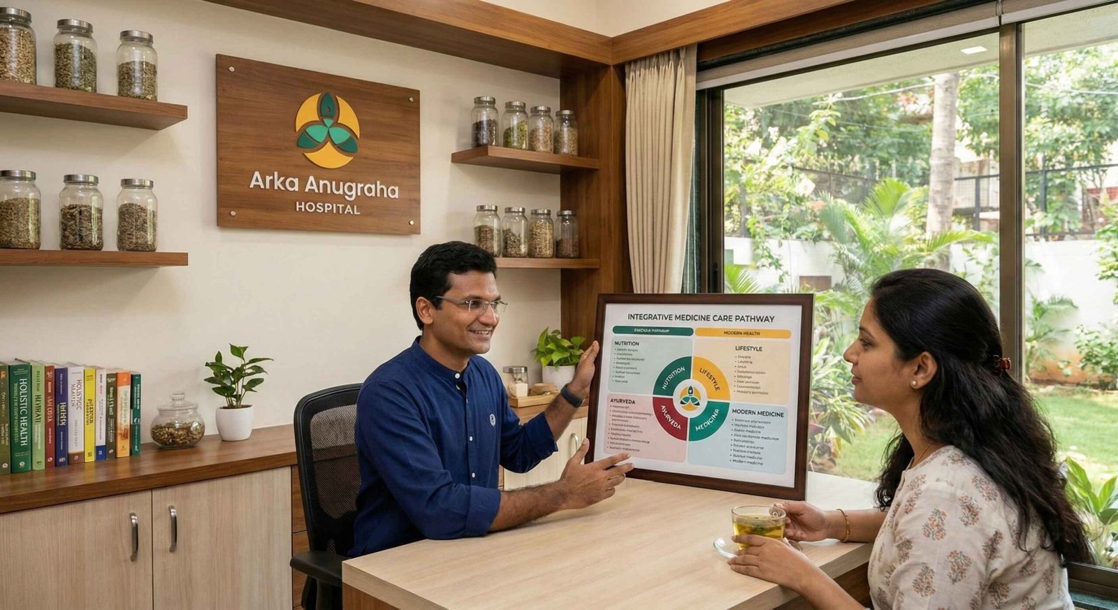 Holistic medicine practitioner guiding integrative medicine care