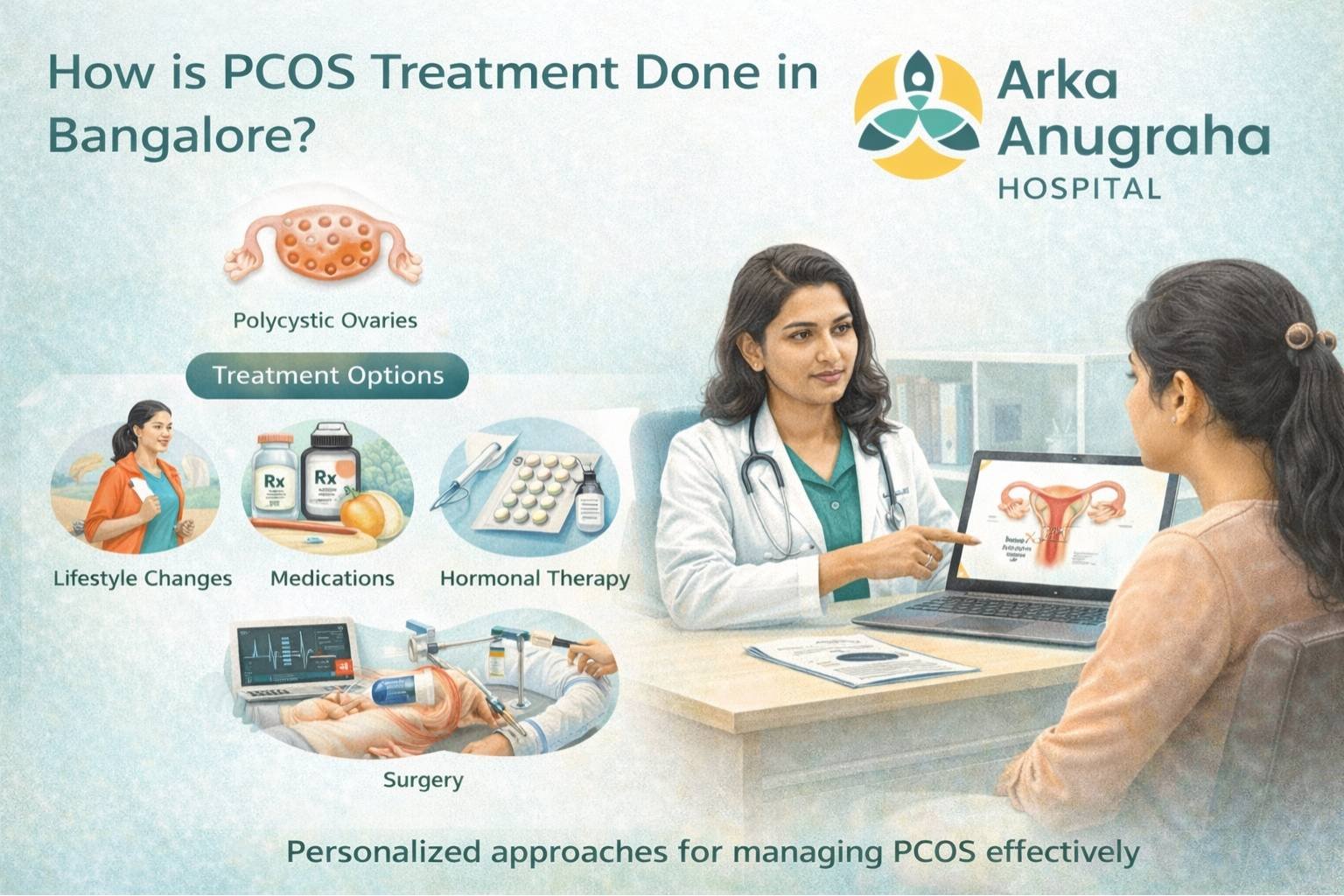 Medical illustration explaining PCOS treatment in Bangalore