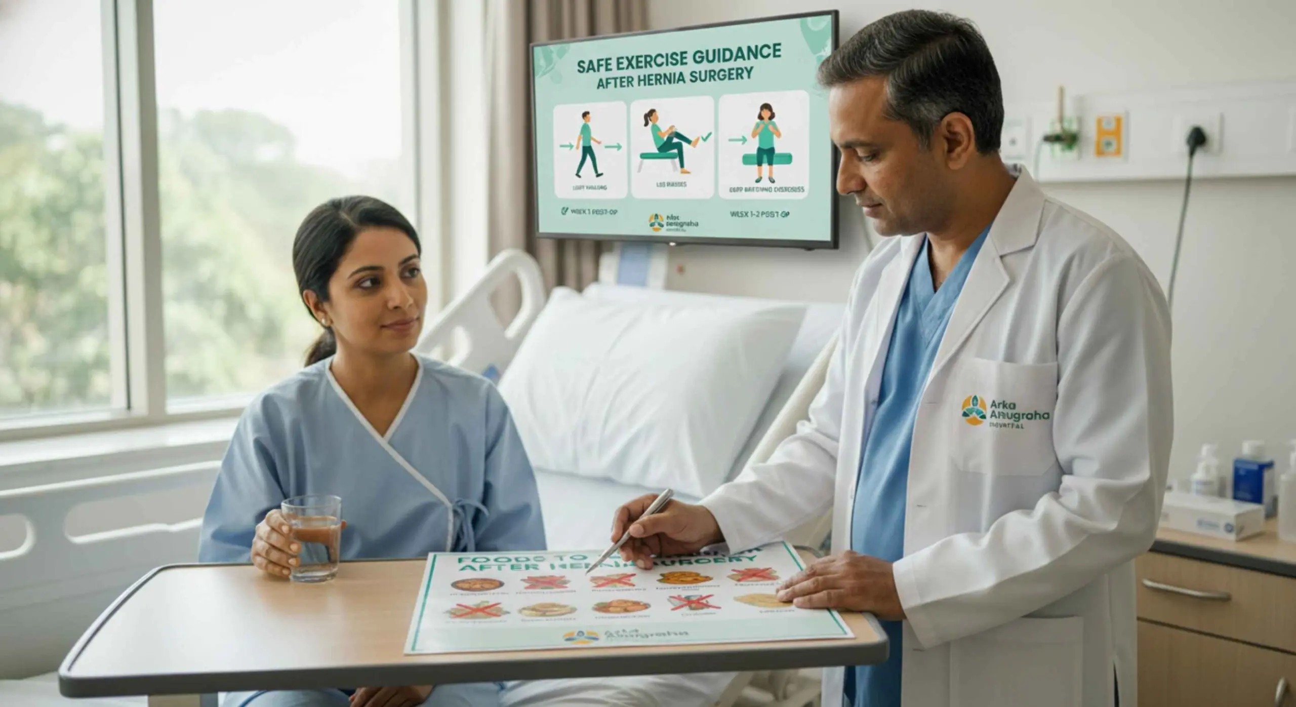 Safe exercise guidance after surgery while following foods to avoid after inguinal hernia surgery