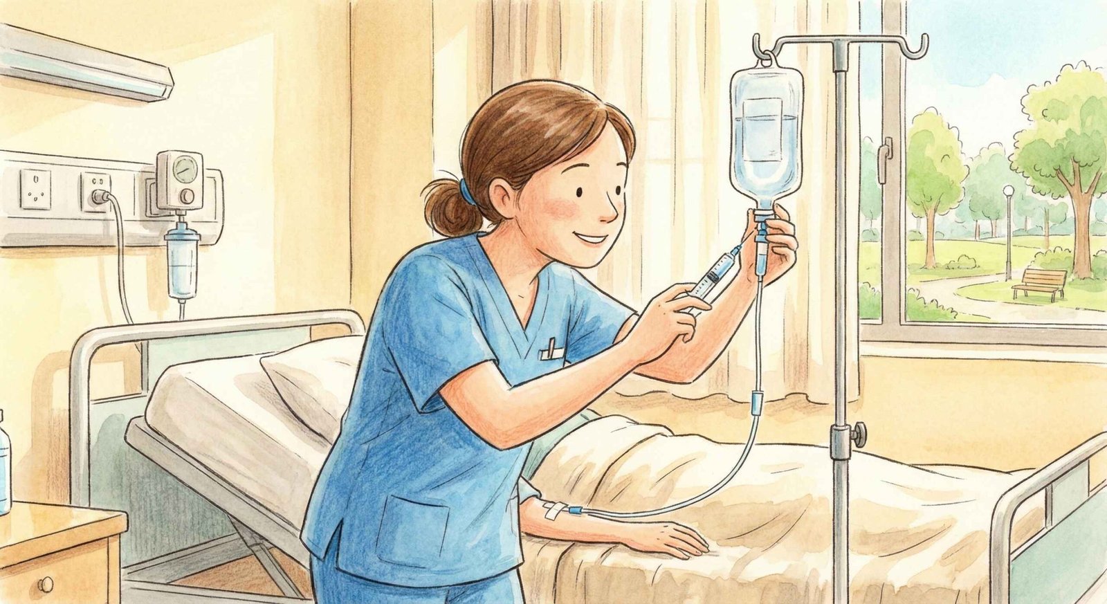 Image of nurse administering IV medication
