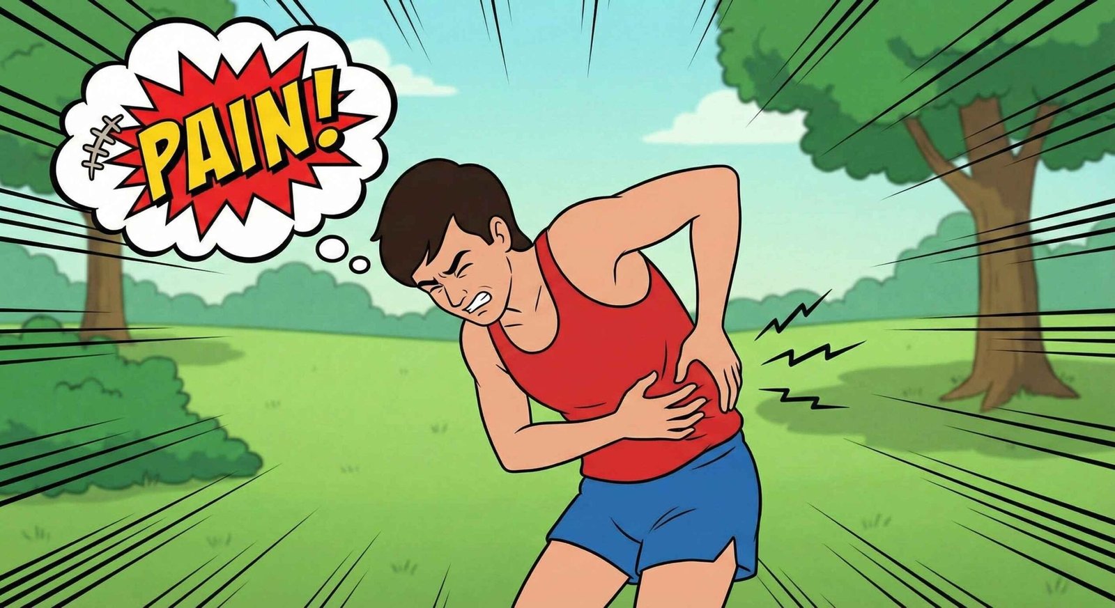 Runner holding their side due to a side stitch pain