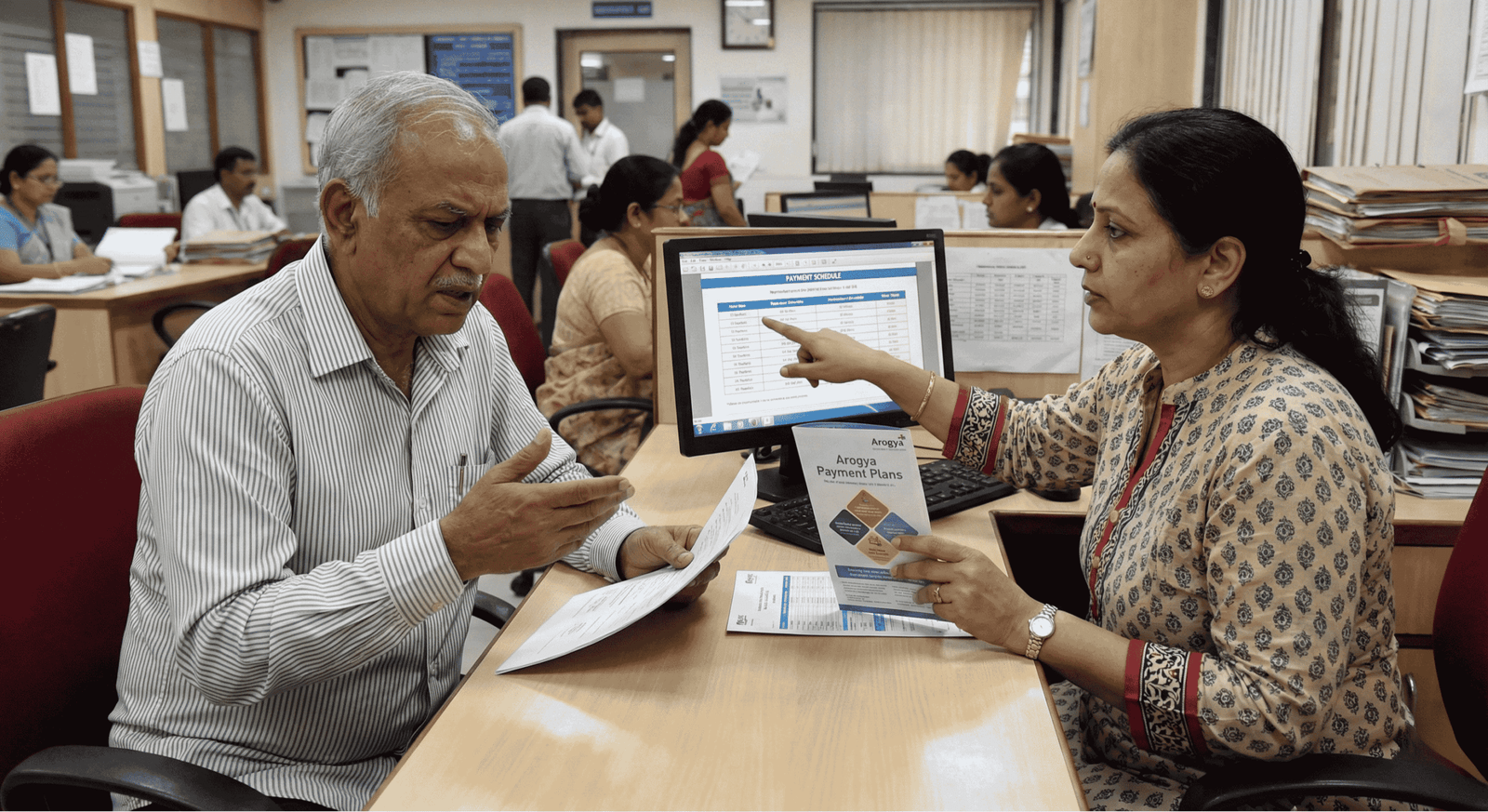 Patient discussing payment plans with financial counselor