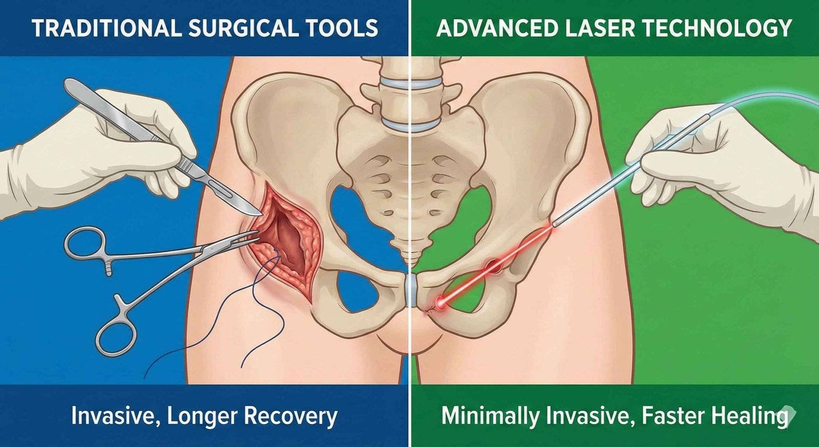 Comparison of traditional surgical tools versus advanced laser technology for fistula treatment