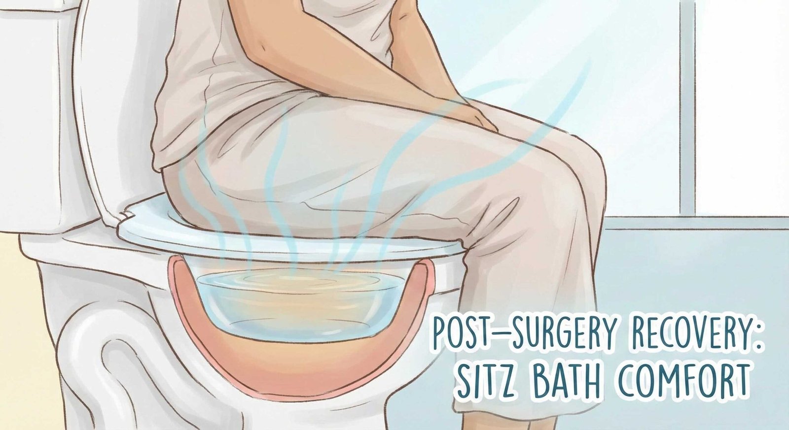 Person using a sitz bath for comfort and hygiene after laser hemorrhoid surgery recovery
