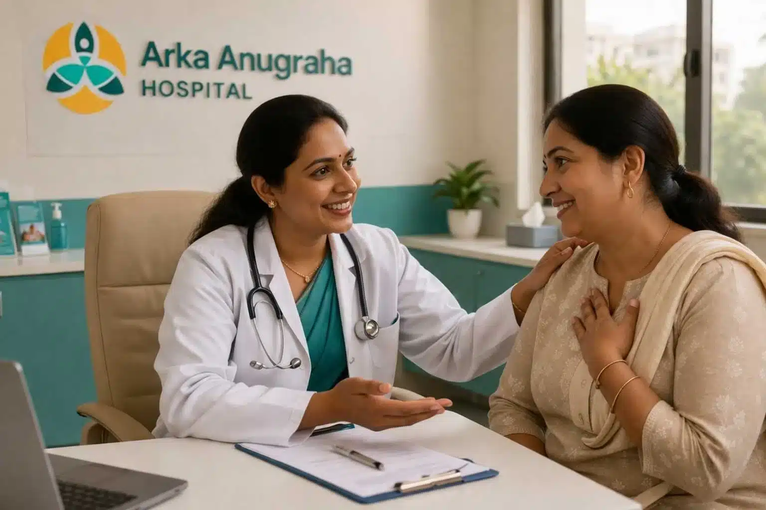 Consultation on haemorrhoids treatment options with lady doctor for piles at Arka Anugraha Hospital Bangalore