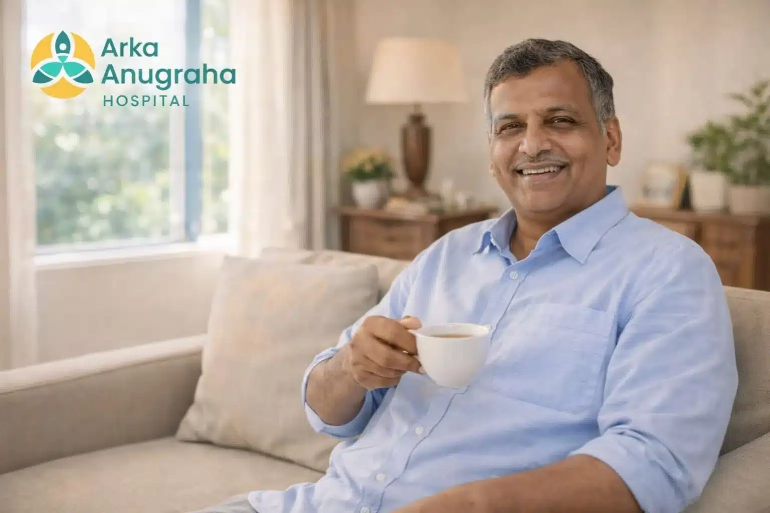 Happy patient after successful hernia surgery at Arka Anugraha Hospital Bangalore
