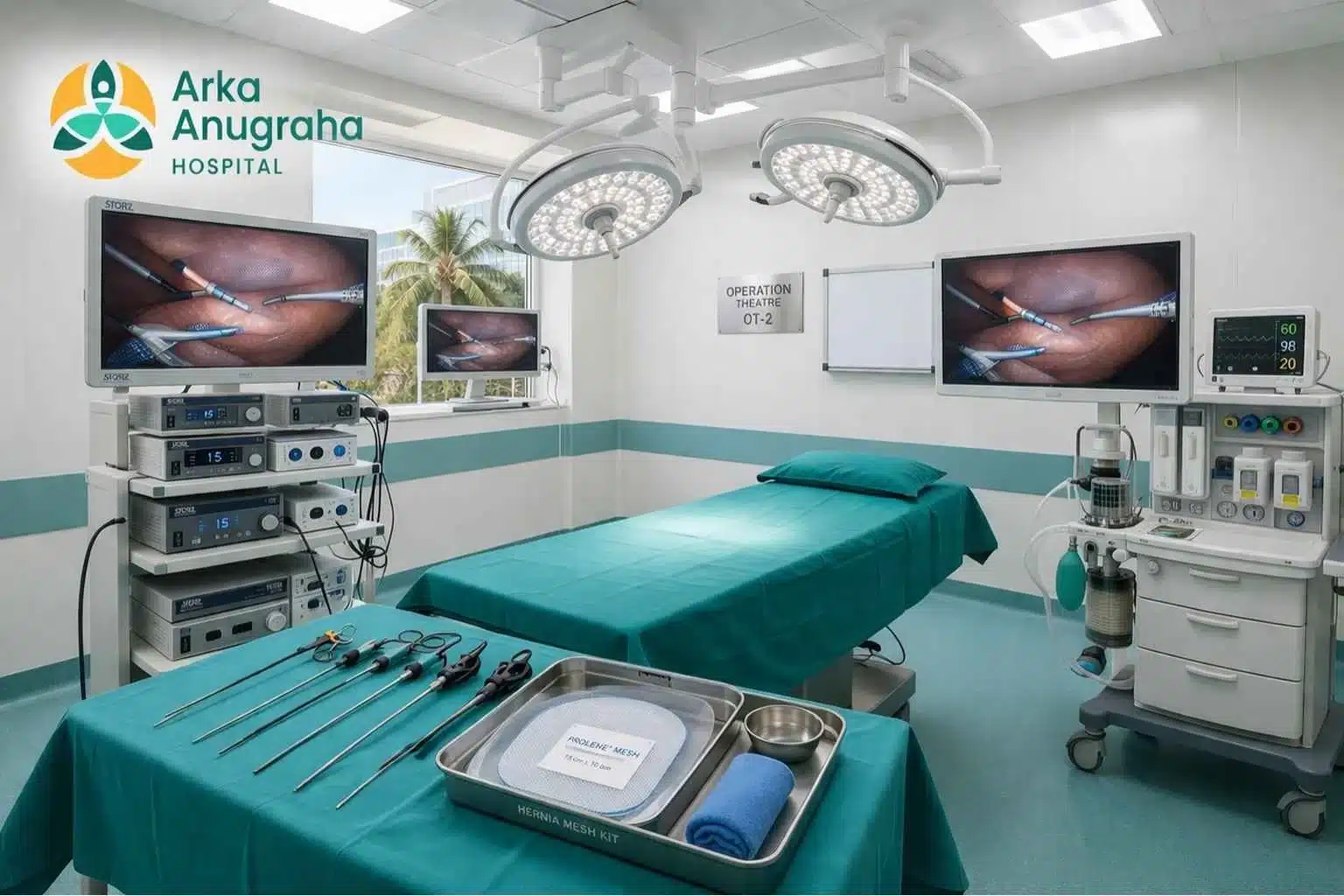 Modern laparoscopic operation theatre at Arka Anugraha Hospital, JP Nagar Bangalore