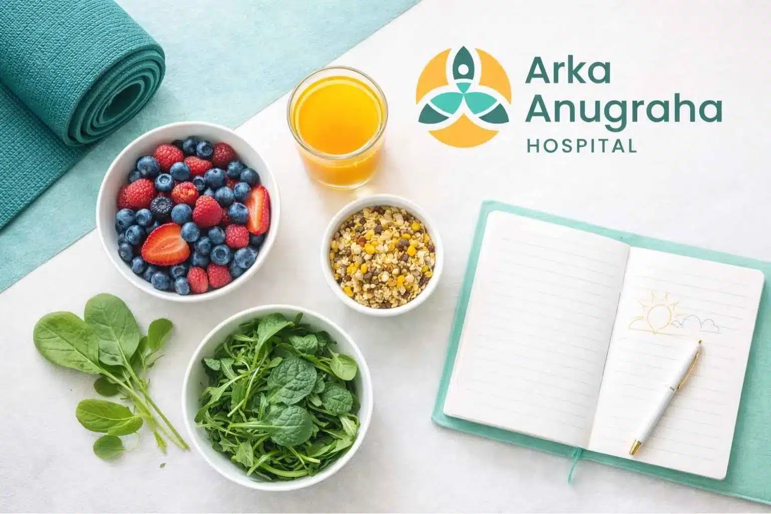 PCOS-friendly diet and wellness spread — nutrition tips for fertility at Arka Anugraha Hospital Bangalore